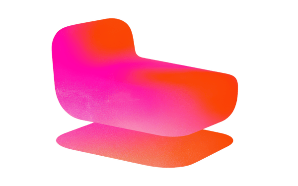 Una silla moderna de bordes redondeados con una mezcla de colores degradados en rosa naranja y rojo perfecta para añadir un toque de diseño interior a cualquier espacio Sobre un fondo blanco liso-Diseño de Interiores Online